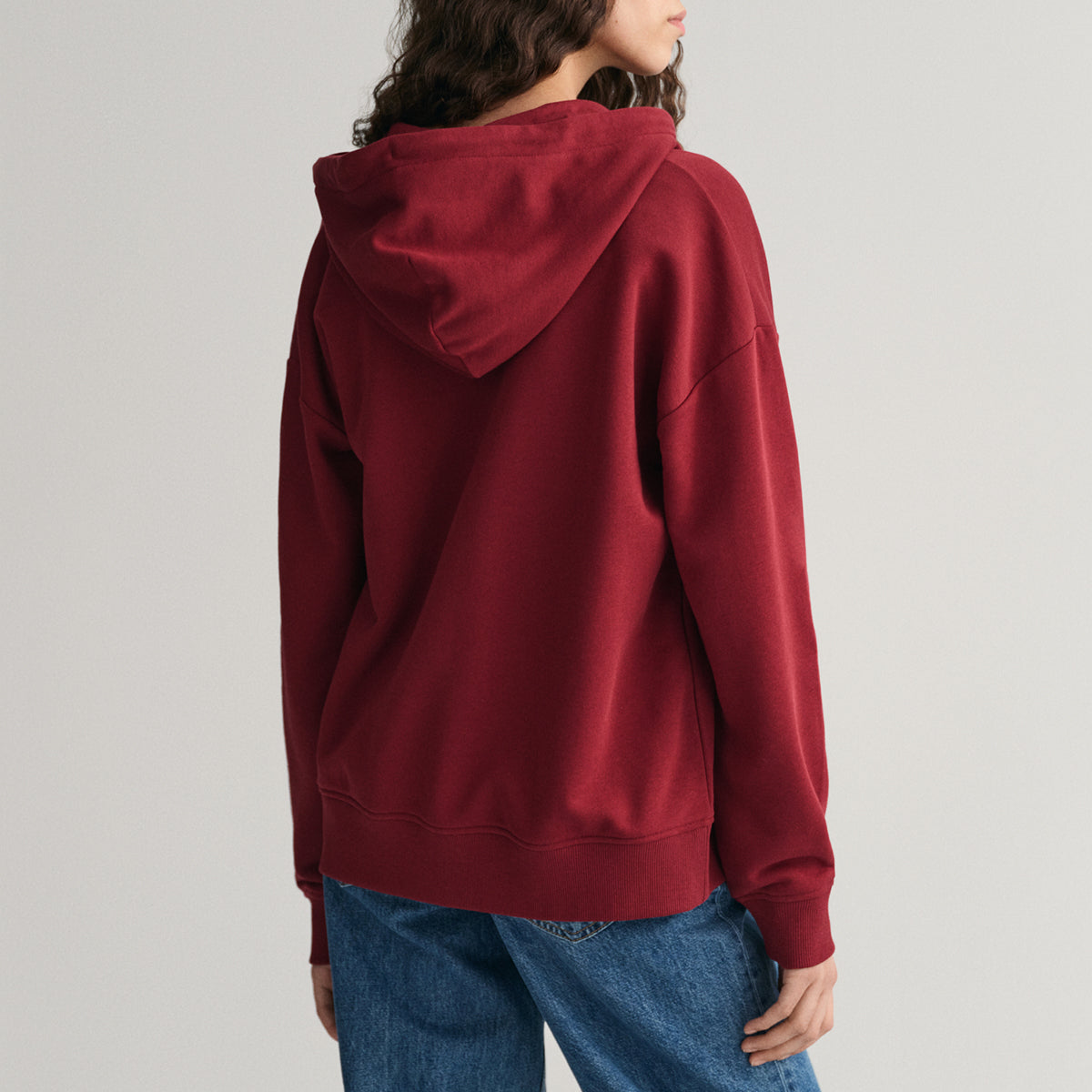 Gant Damen Kapuzenstrickjacke Sweatjacke Relaxed Shield Zip Sweatjacke