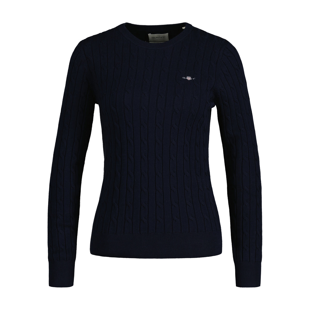 Gant Damen Pullover mit Rundhals im Zopfstrickmuster