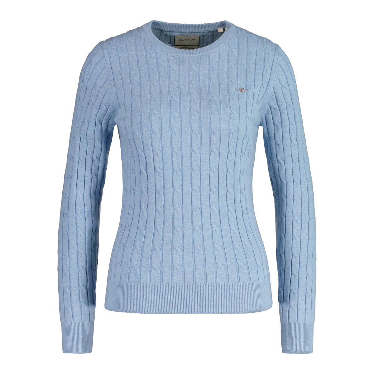 Gant Damen Pullover mit Rundhals im Zopfstrickmuster