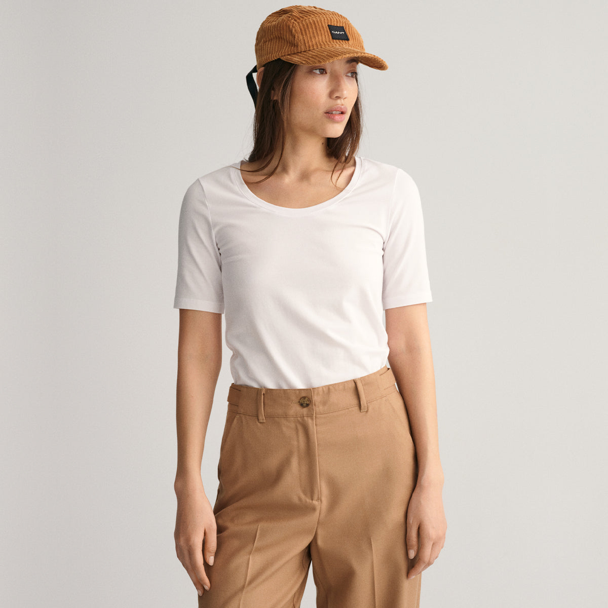 Gant Damen Shirt Scoop Neck Top mit U-Ausschnitt